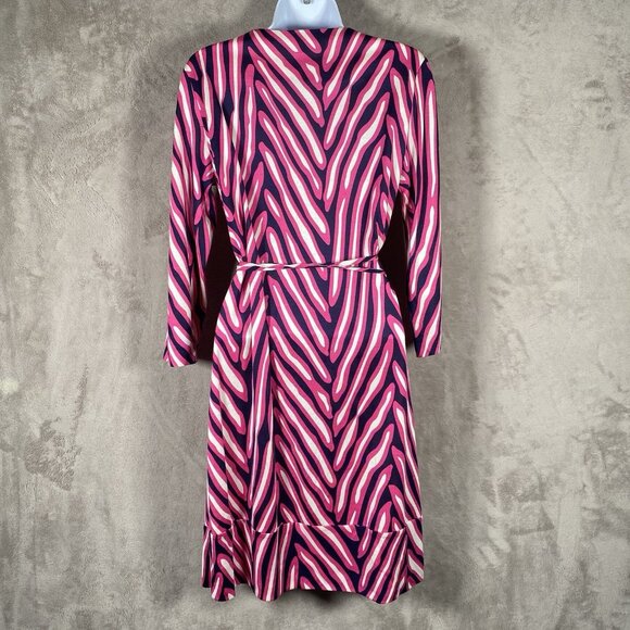 Diane von Furstenberg Naoki Wrap Dress 8 Pink Printed Silk Blend Retro Barbie - Picture 8 of 16